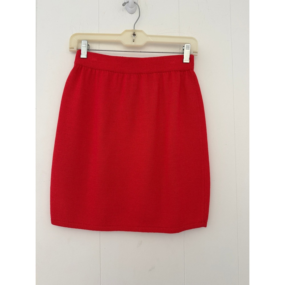 VTG St. John Collection Marie Gray Red Santana Knit Pencil Skirt Size 4 USA